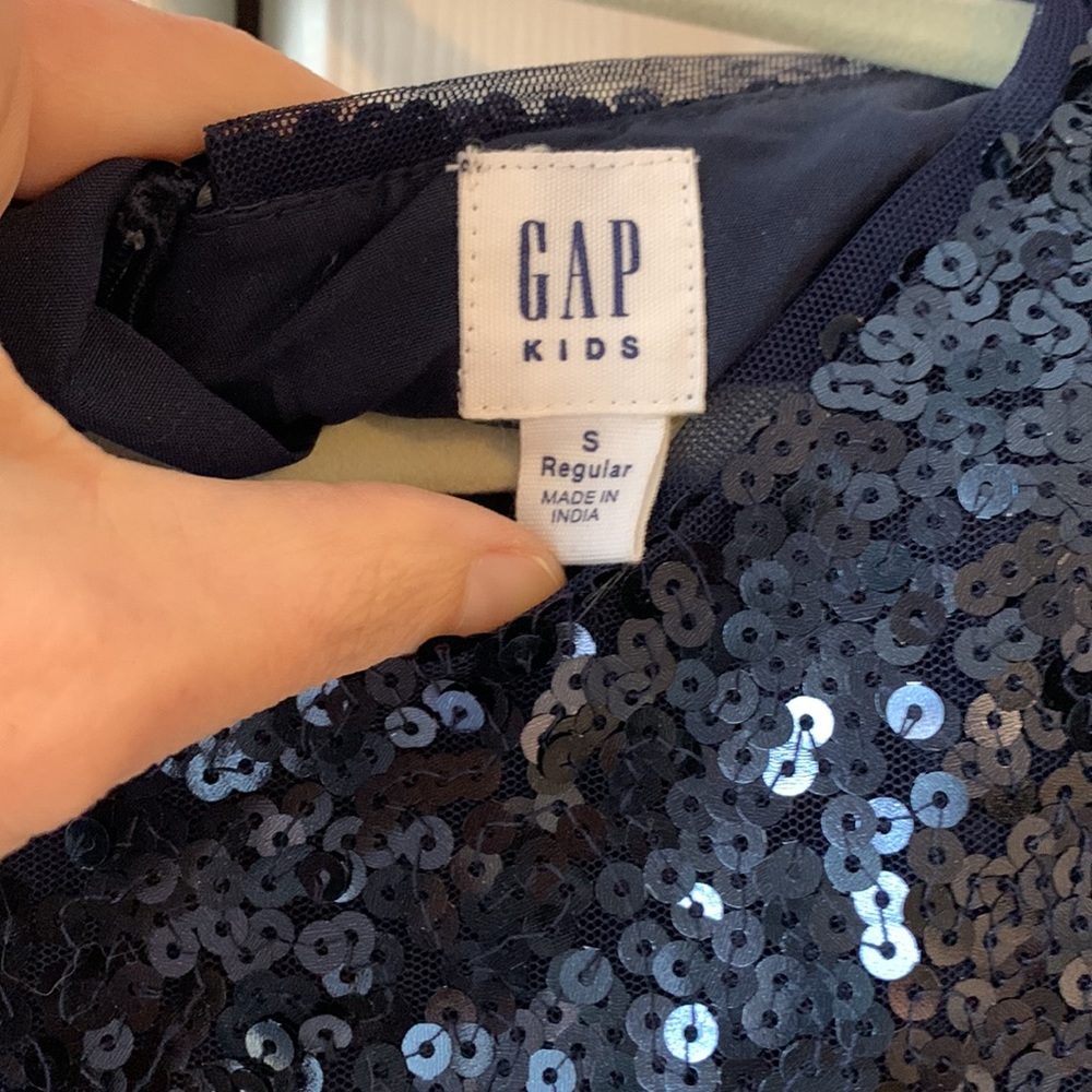 Size Small - Gap Kids - lined sequin navy swing dress - Picture 3 of 7
